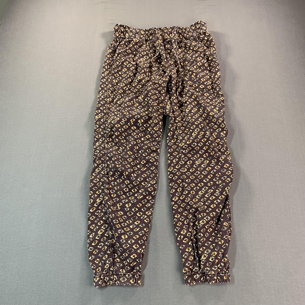 Anthropologie Pants Women XS Purple Lin Jogger Elastic Waist Cuffed Crop Geo AOP - Picture 2 of 15